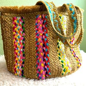 Antik Kraft Colorful Jute Woven Tote Bag